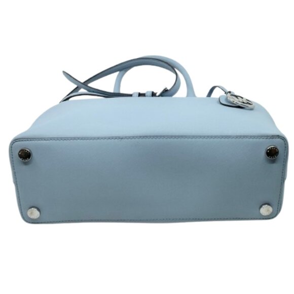 MICHAEL KORS~Savannah~LG BLUE SAFFIANO LEATHER 3 COMPARTMENT SHOULDER TOTE BAG - Picture 5 of 6